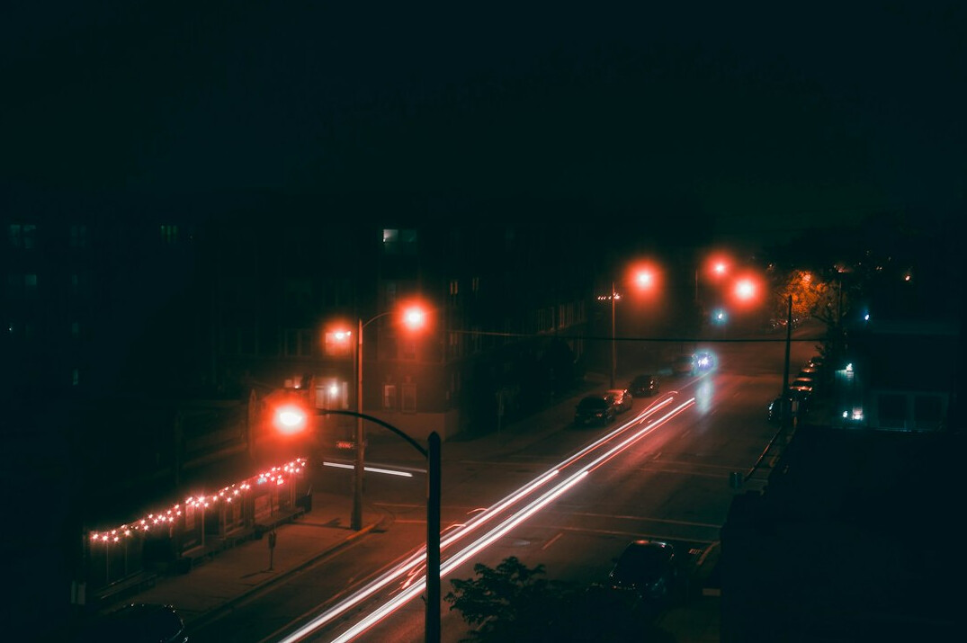 foggy street at night